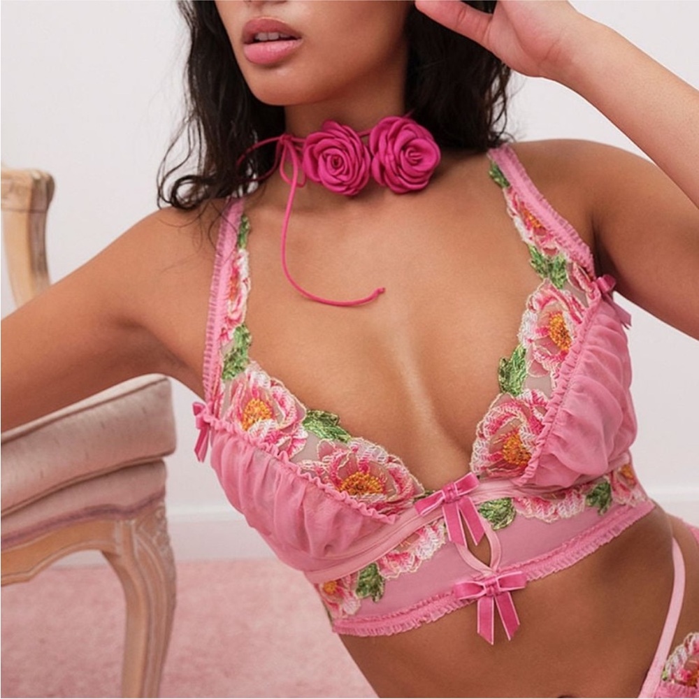 NWT For Love and Lemons needle point roses bustier